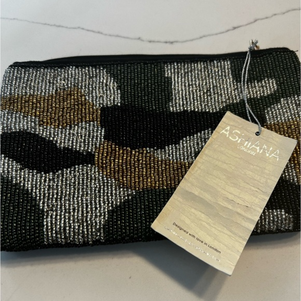 Ashiana London‎ Camo Beaded Clutch Evening Bag